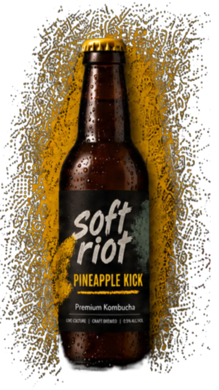 Pineapple Kick kombucha bottle